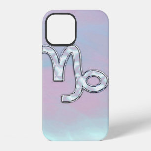 Coque iPhone 12 Symbole du Capricorne sur décoration en nacre de p