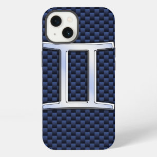Etui iPhone 13 Symbole du zodiaque Gémeaux Style fibre de carbone