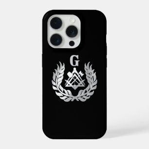 Coque iPhone 15 Pro symbole maçonnique en argent