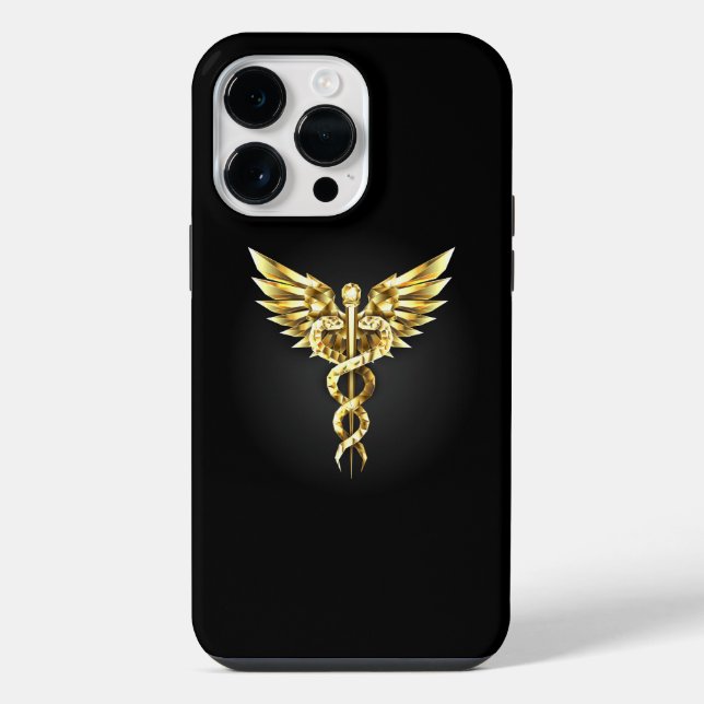Coque iPhone Symbole Polygonal Or Caduceus (Verso)