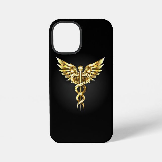 Coque iPhone Symbole Polygonal Or Caduceus (Verso)