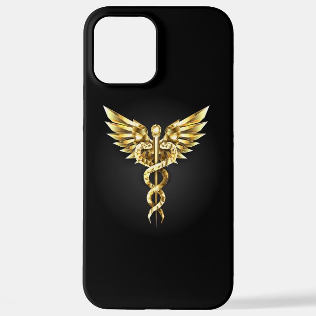 Coque iPhone Symbole Polygonal Or Caduceus (Verso)