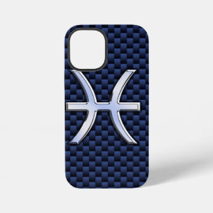 Coque iPhone 12 Mini Symbole zodiaque des pointes d'argent sur le carbo