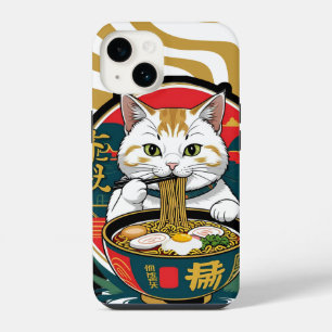 Coque Pour iPhone 14 Sympa Chat Lucky Manger Ramen Bowl Illustration