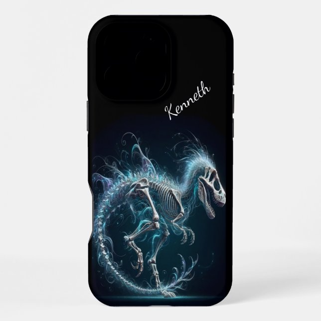 Coque iPhone T-Rex Squelette en lumière éthérée (Verso)