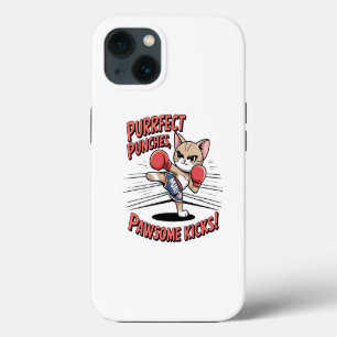 Etui iPhone 13 T-shirt Muay Thai Boxe Chat Anime Mignon