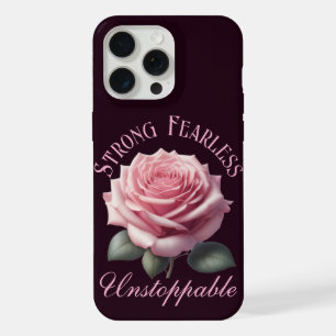 Coque iPhone 15 Pro Max T-shirt rose rose et sans peur