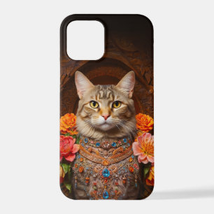 Coque iPhone 12 Pro Tabby Brown avec fleurs et style victorien