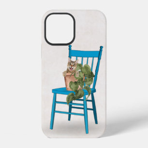Coque iPhone 12 Tabby Cat en Plante pointillé