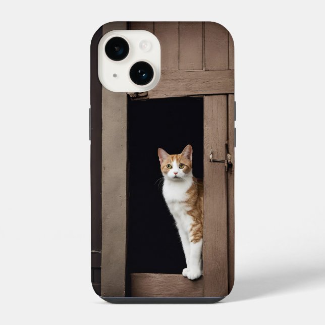 Coque iPhone Tabby Chat dans la porte Shed (Verso)