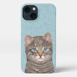 Etui iPhone 13 Tabby Gris Peinture Chat - Cute Original Art Chat