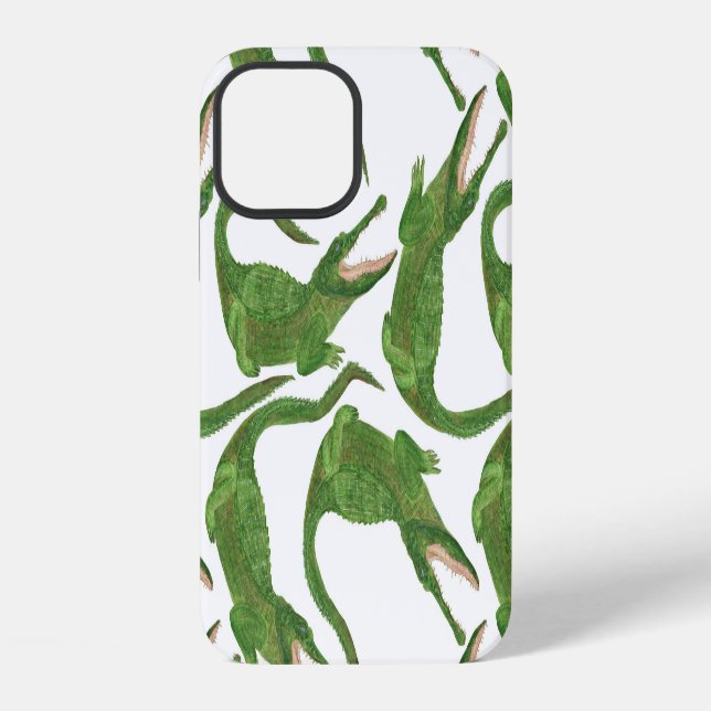 Coque iPhone Tableau Aquarelle Crocodile Blanc (Verso)