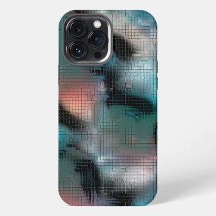 Etui iPhone 13 Pro Max Taches cyan foncé rustiques en effet de mosaïque c