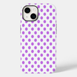 Coque Pour iPhone 14 Taches de polka lilas et blanches
