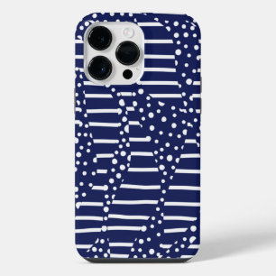 Coque Pour Pour iPhone 14 Pro Max Taches et Rayures 2 - Bleu et Blanc