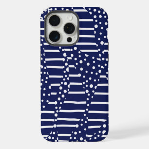 Coque iPhone 15 Pro Max Taches et Rayures 2 - Bleu et Blanc