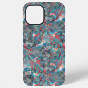 Coque iPhone 12 Pro Max Taches rouges et cyan claires sur un mur rugueux n