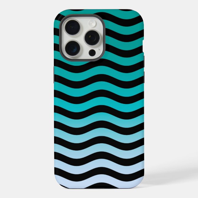 Coque iPhone Tailles turquoise ondulées (Verso)