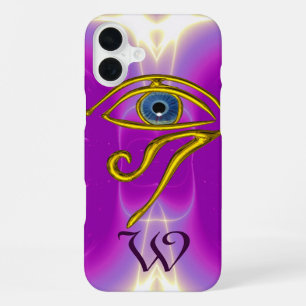 Coque iPhone 16 Plus TALISMAN MONOGRAMME BLEU Rose Fuchsia Violet