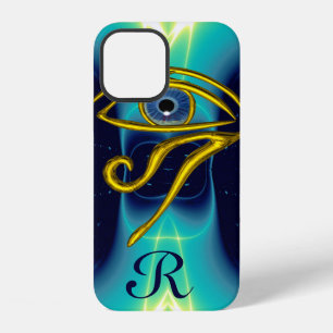 Coque iPhone 12 TALISMAN MONOGRAMME BLEU Sarcelle, Turquoise Blan