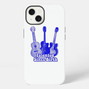 Etui iPhone 13 Talueux dès la naissance. guitares bleues vintage