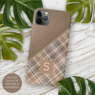 Coque iPhone 11Pro Max Tan beige clair Brown Taupe Plaid En vichy Motif