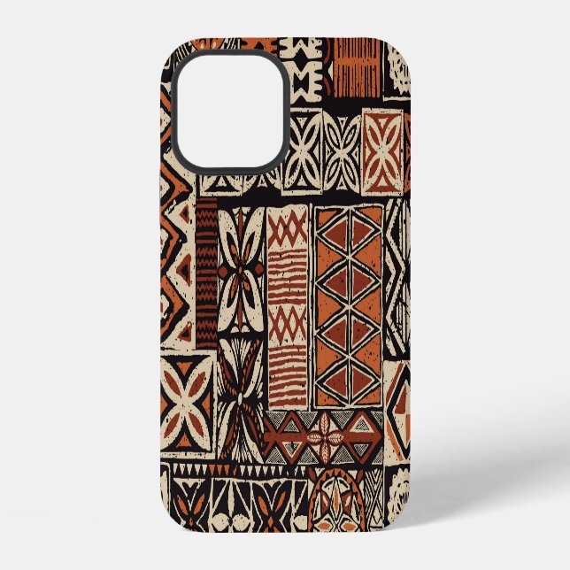 Coque iPhone Tapa hawaïen : Patchwork tribal (Verso)