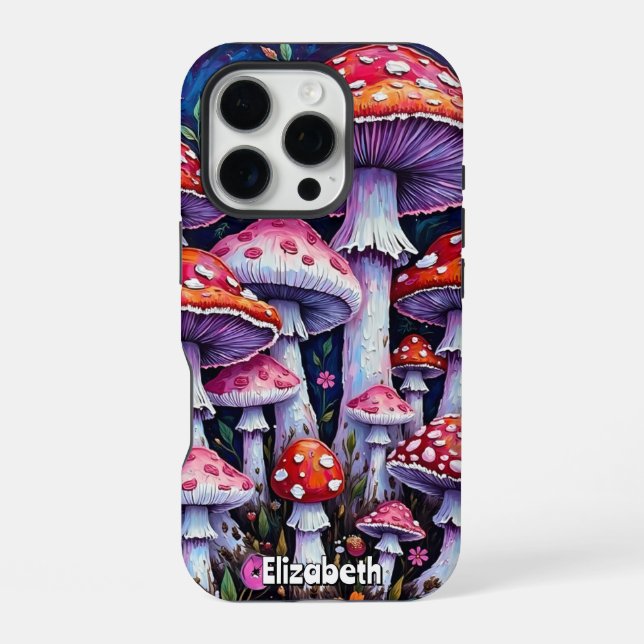 Coque iPhone Tapis de champignons au clair de lune (Verso)