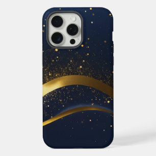 Coque iPhone 15 Pro Max tapis de souris noir or scintillant de luxe