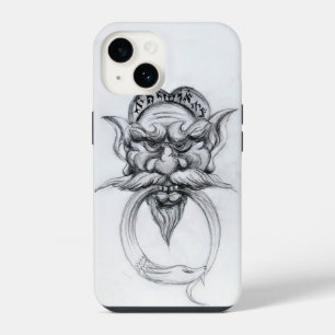 Coque Pour iPhone 14 TAROT/ANTIQUE FANTASY GROTESQUE MASQUE Noir Blanc