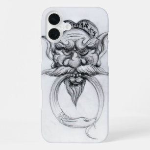 Coque iPhone 16 Plus TAROT/ANTIQUE FANTASY GROTESQUE MASQUE Noir Blanc