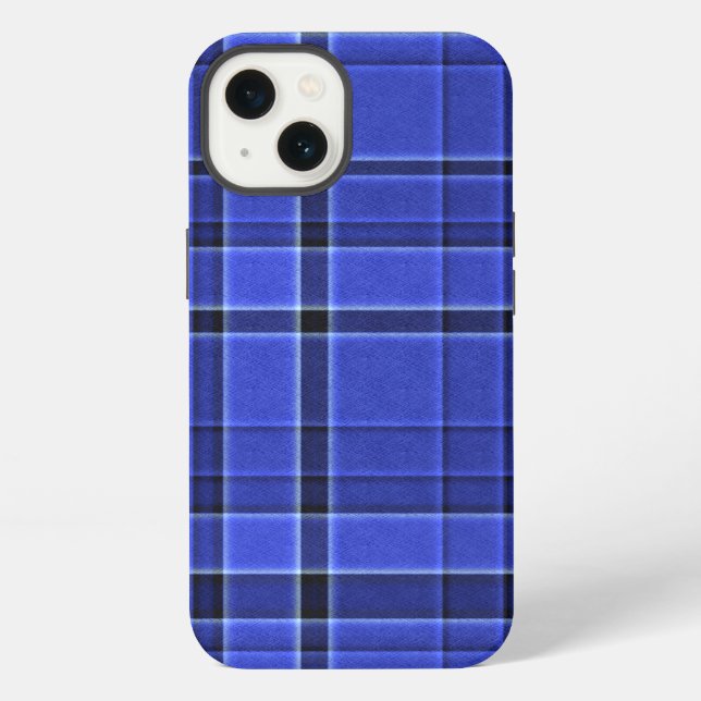 Coque iPhone Tartan à carreaux bleus (Verso)