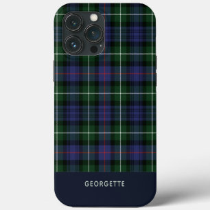 Etui iPhone 13 Pro Max Tartan Clan MacKenzie Violet Personnalisé