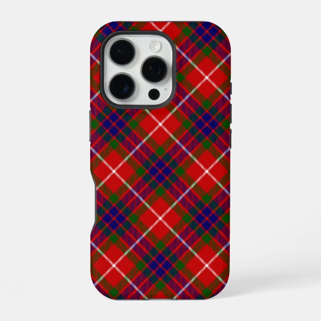 Coque iPhone tartan Fraser rouge vert bleu violet carreaux (Verso)