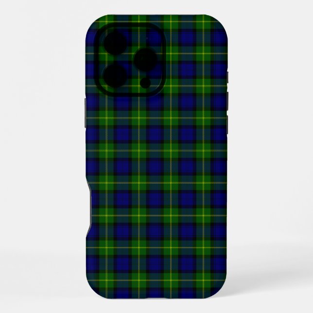 Coque iPhone tartan Gordon bleu vert carreau (Verso)
