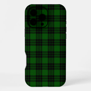 Coque iPhone 16 Pro Max Tartan Graham vert carreaux noirs