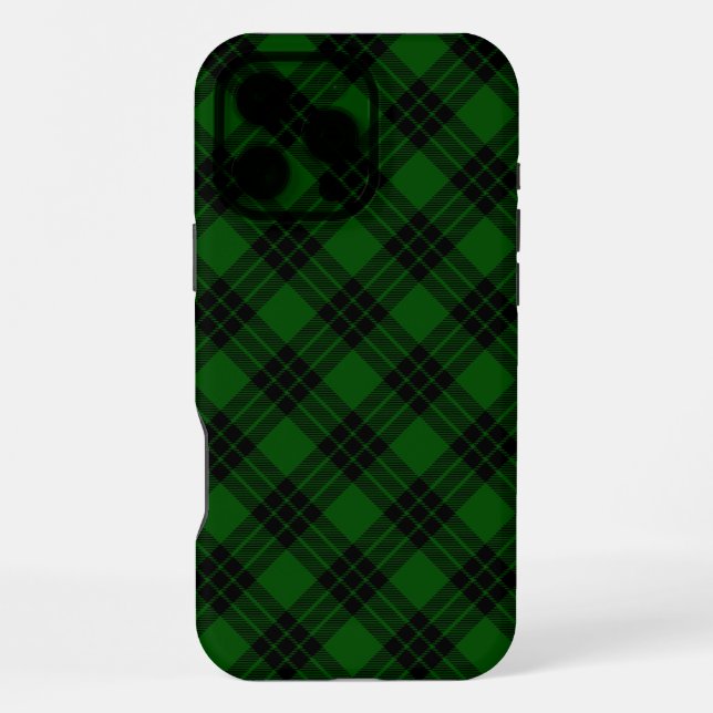 Coque iPhone Tartan Graham vert noir carreaux (Verso)