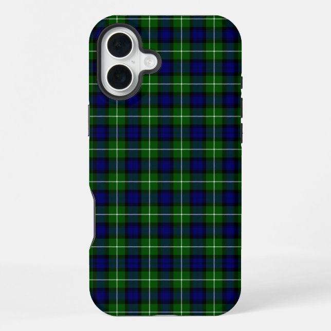 Coque iPhone Tartan Lamont bleu vert carreau (Verso)