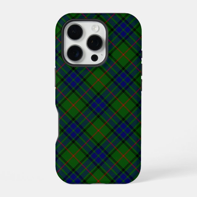 Coque iPhone tartan Lauder bleu vert carreau (Verso)