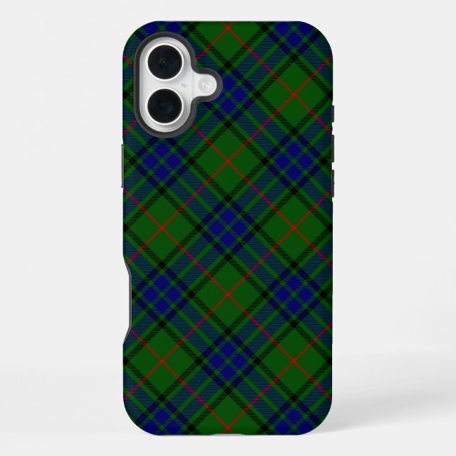 Coque iPhone tartan Lauder bleu vert carreau (Verso)