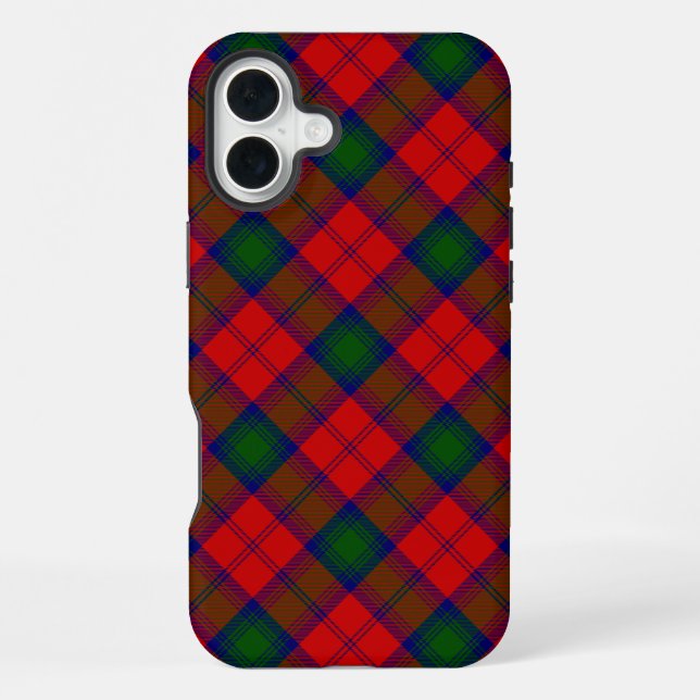 Coque iPhone Tartan Lindsay rouge vert carreaux (Verso)
