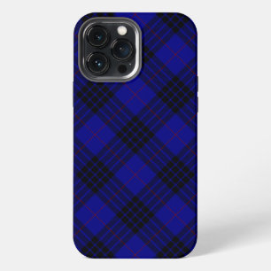 Etui iPhone 13 Pro Max tartan MacKay bleu carreaux noir