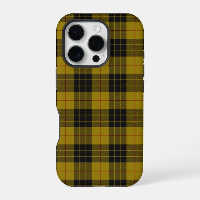 Coque iPhone tartan MacLeod jaune carreaux noir (Verso)