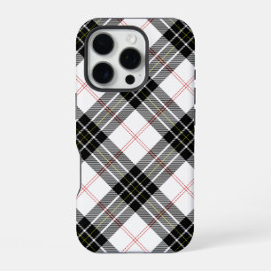 Coque iPhone 16 Pro tartan MacPherson plaid noir blanc