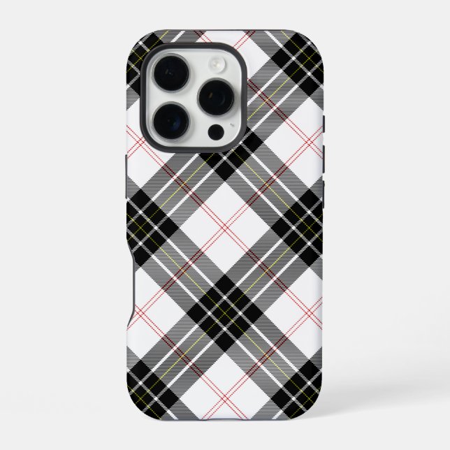 Coque iPhone tartan MacPherson plaid noir blanc (Verso)