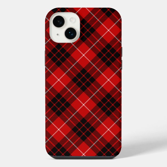 Coque iPhone tartan Munro rouge noir carreaux (Verso)