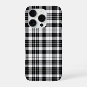 Coque iPhone 16 Pro Tartan noir et blanc élégant