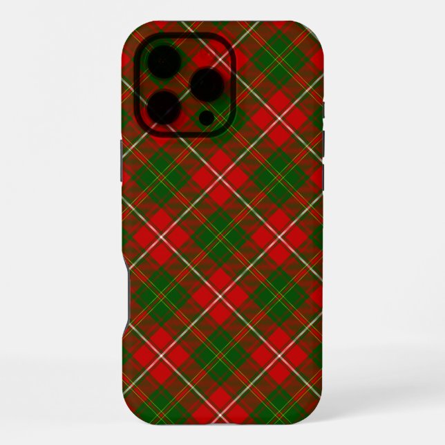 Coque iPhone Tartan rouge vert carreau de foin (Verso)