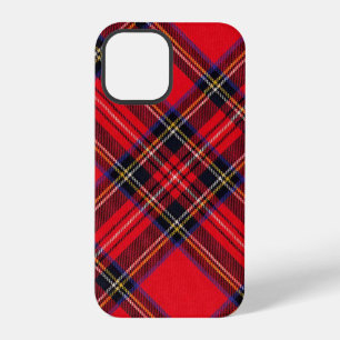 Coque iPhone 12 Pro tartan Royal Stewart rouge carreaux noirs