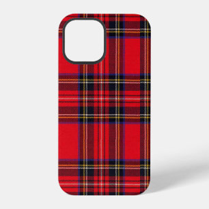 Coque iPhone 12 Pro tartan Royal Stewart rouge noir carreaux